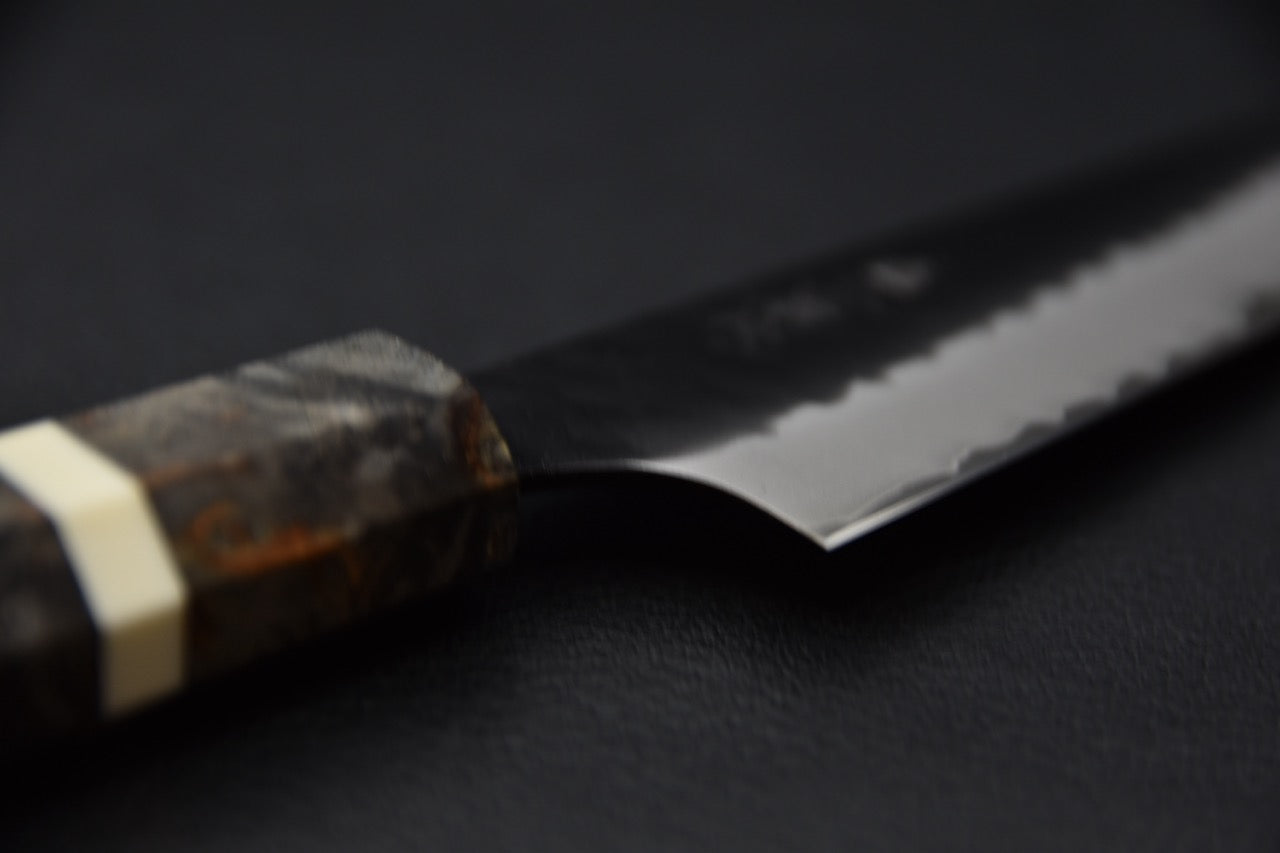 Détail du collet et de la jonction lame-manche du couteau japonais petty 150mm SG2.