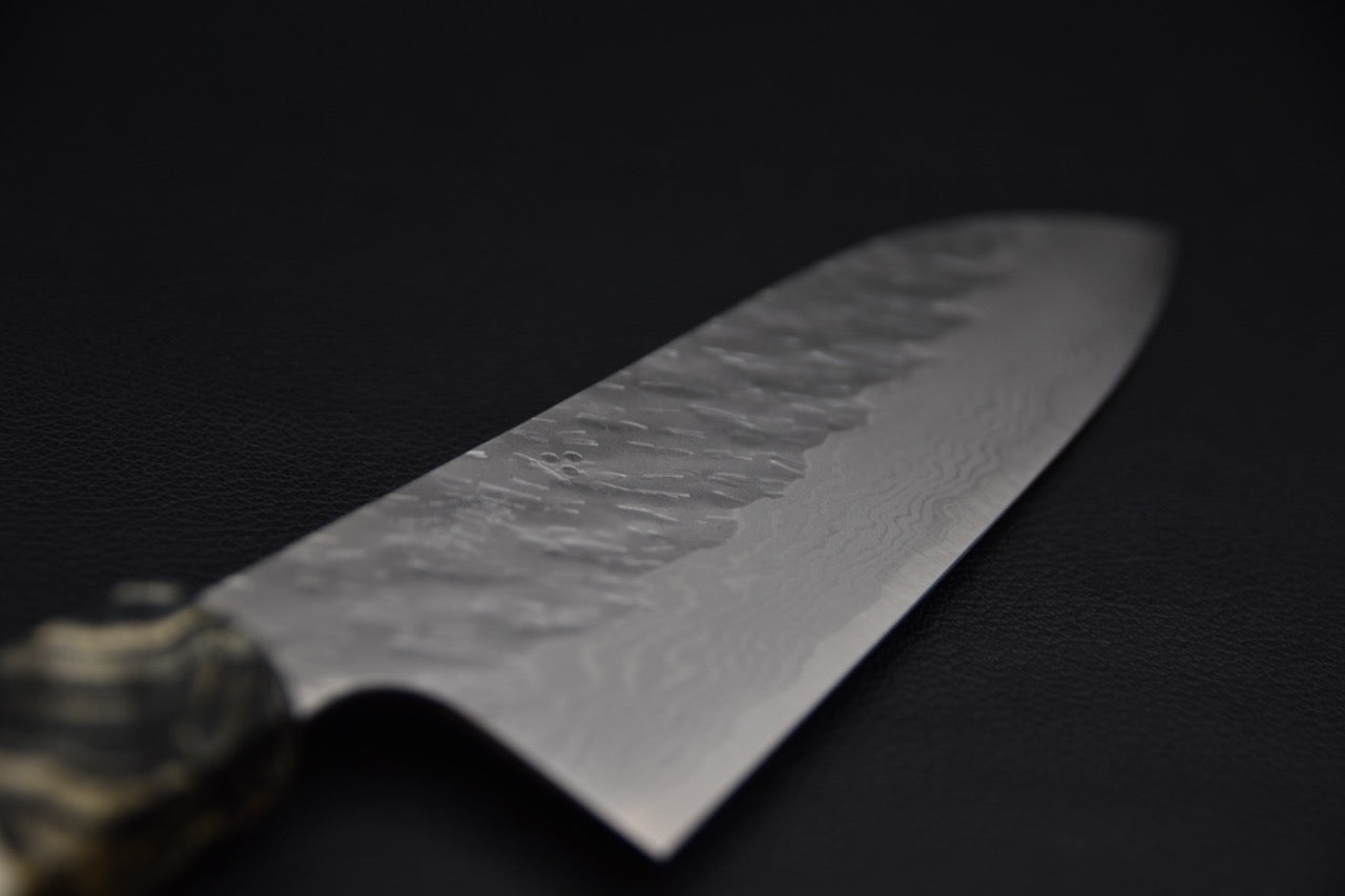 Nigara Hamono VG-10 Tsuchime Damascus Santoku Bouleau