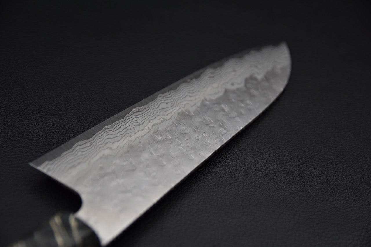 Nigara Hamono VG-10 Tsuchime Damascus Santoku Birch Wood