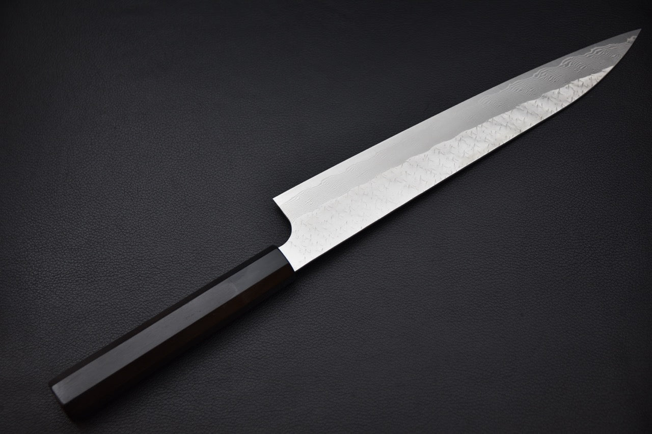 manche octogonal en ébène du couteau japonais Nigara STRIX