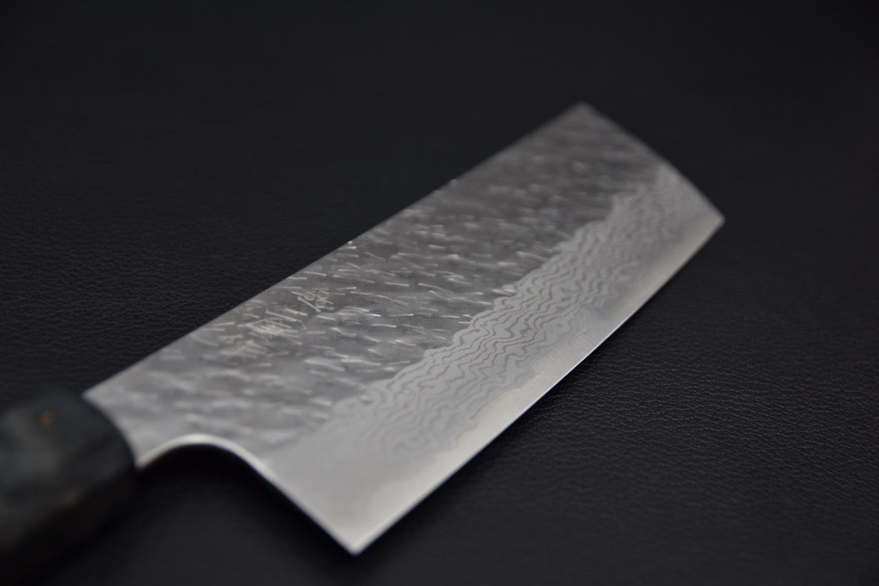 Nigara VG-10 Tuschime Damascus Sakimaru Nakiri Birch Wood