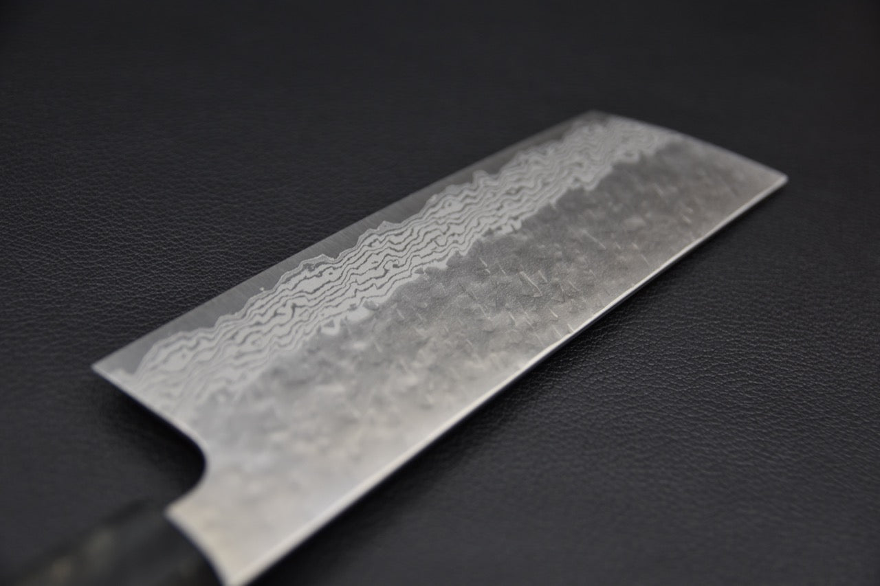 Nigara VG-10 Tuschime Damascus Sakimaru Nakiri Birch Wood