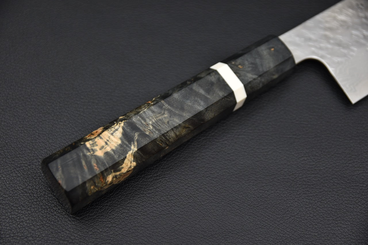 Nigara VG-10 Tuschime Damascus Sakimaru Nakiri Birch Wood