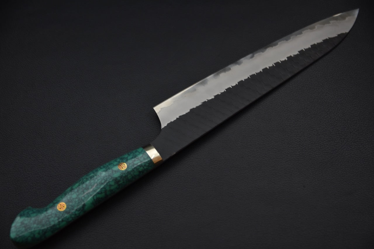 Nigara Hamono SG2 Kurouchi Tsuchime Gyuto 240mm Turquoise