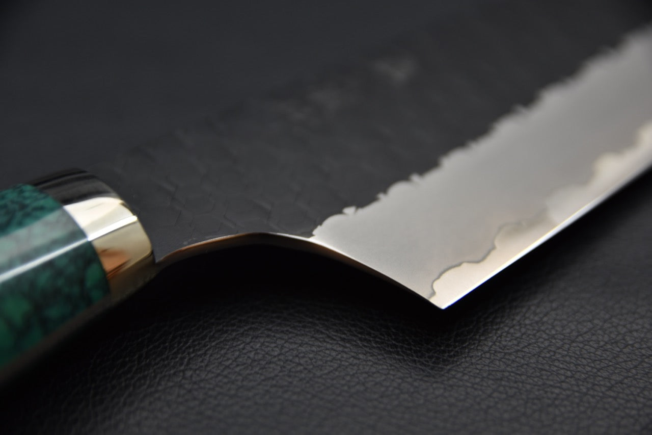 Nigara Hamono SG2 Kurouchi Tsuchime Gyuto 240mm Turquoise