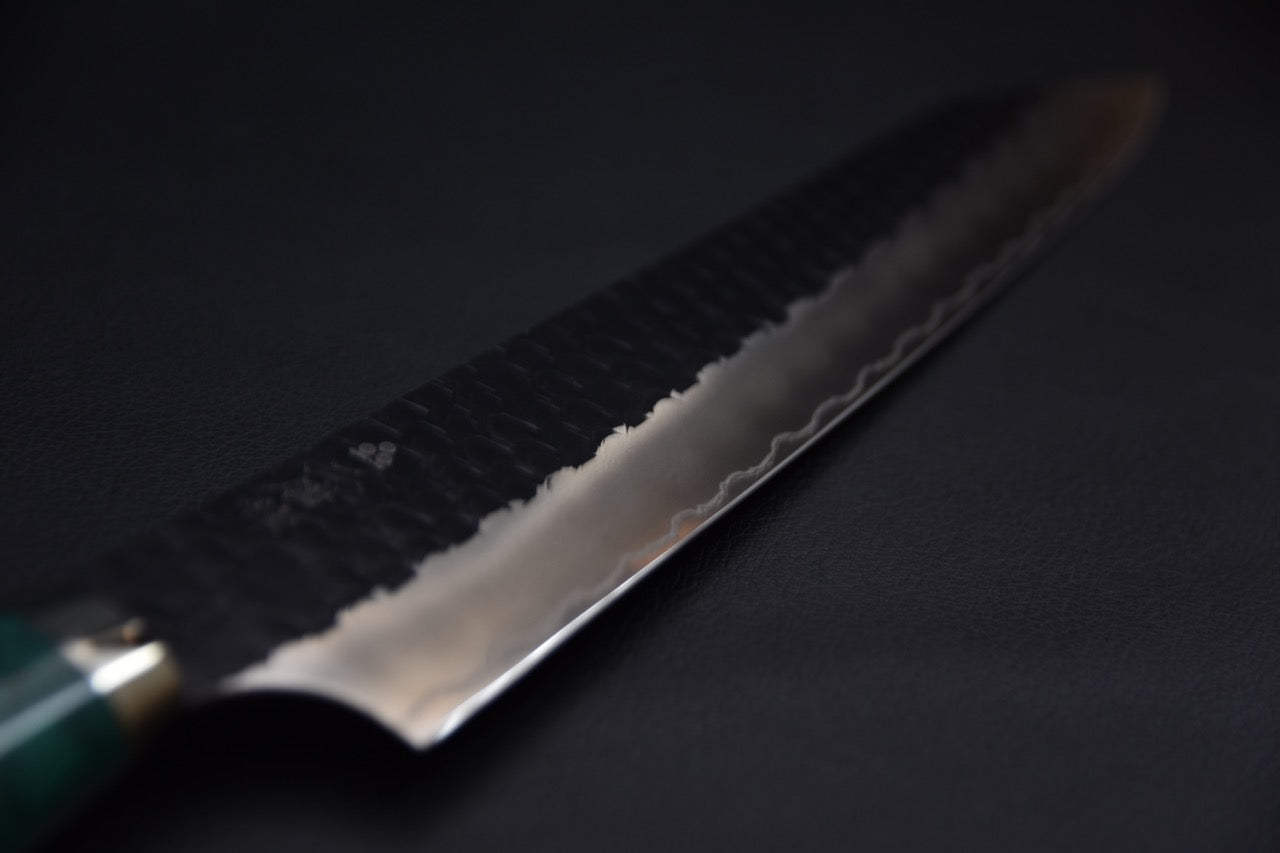 Nigara Hamono SG2 Tsuchime Kurouchi Sujihiki Kiritsuke 255mm Turquoise