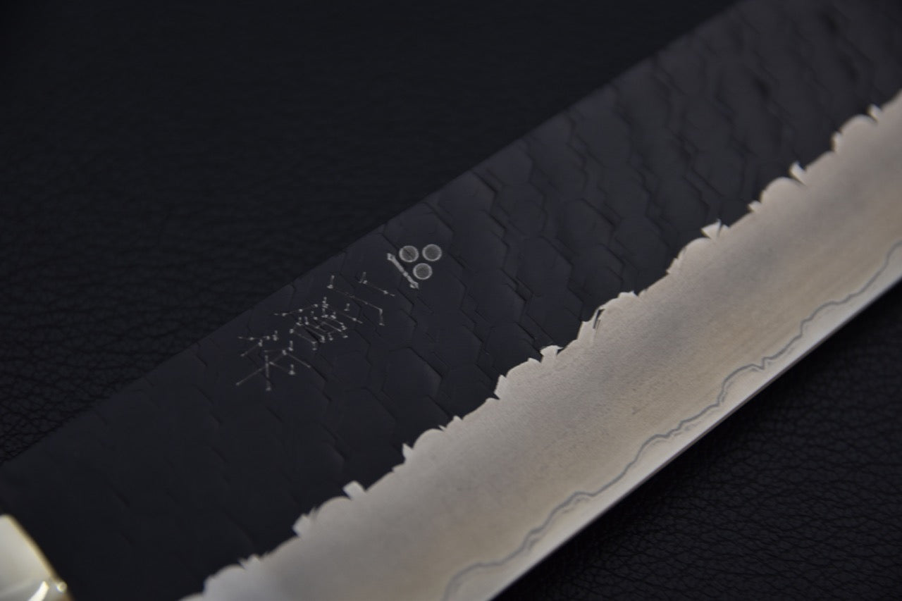 Nigara Hamono SG2 Tsuchime Kurouchi Sujihiki Kiritsuke 255mm Turquoise