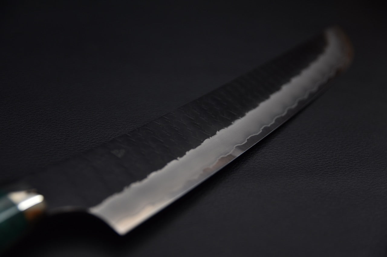 Nigara Hamono SG2 Tsuchime Kurouchi Sujihiki Sakimaru 270mm Turquoise