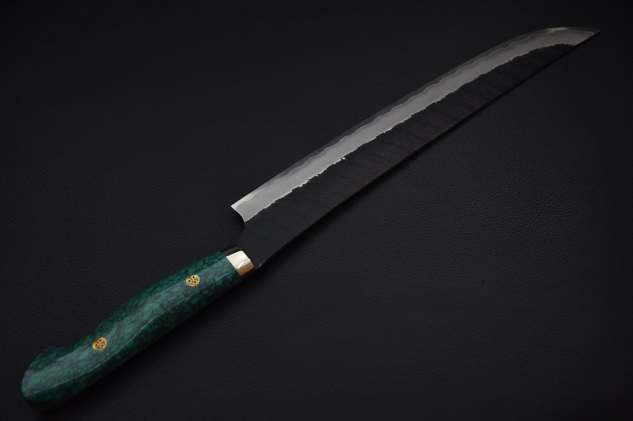 Nigara Hamono SG2 Tsuchime Kurouchi Sujihiki Sakimaru 270mm Turquoise