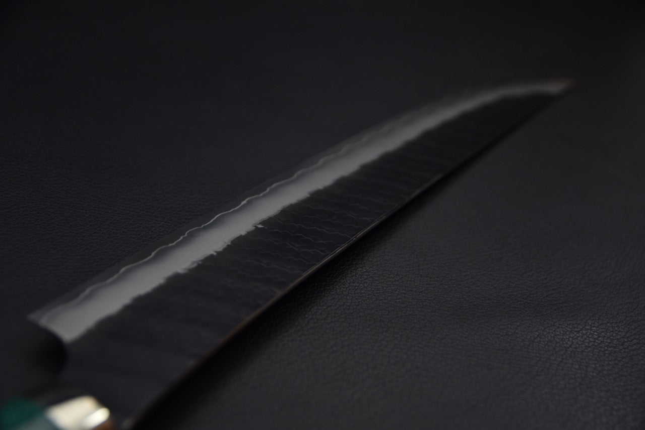 Nigara Hamono SG2 Tsuchime Kurouchi Sujihiki Sakimaru 270mm Turquoise