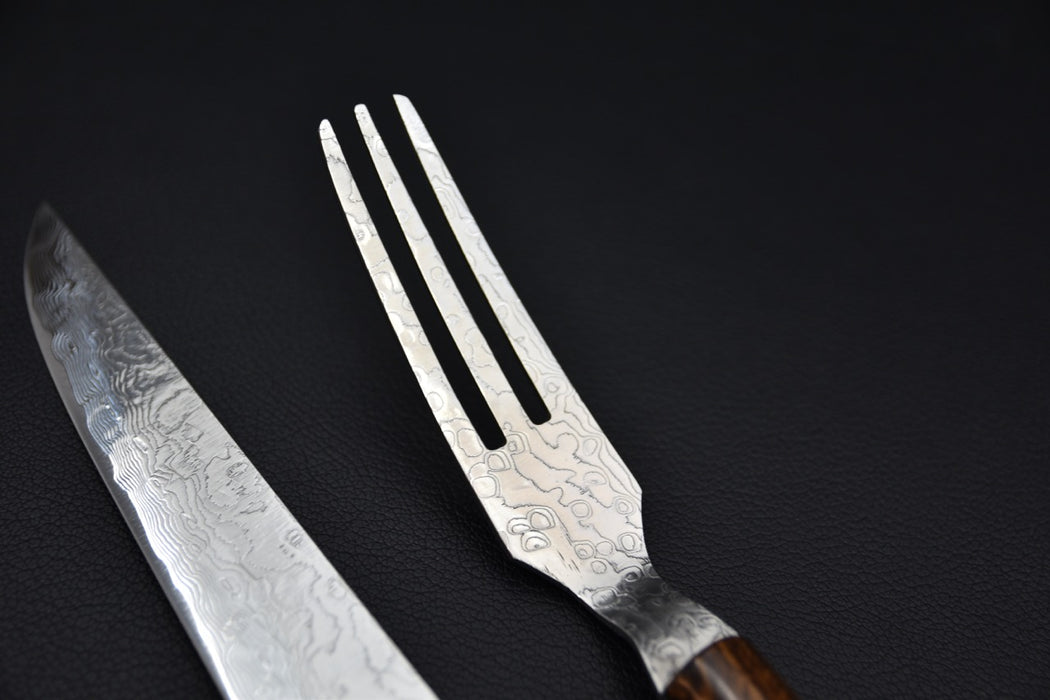 Saji R2 Steak knife and Fork Set Damascus