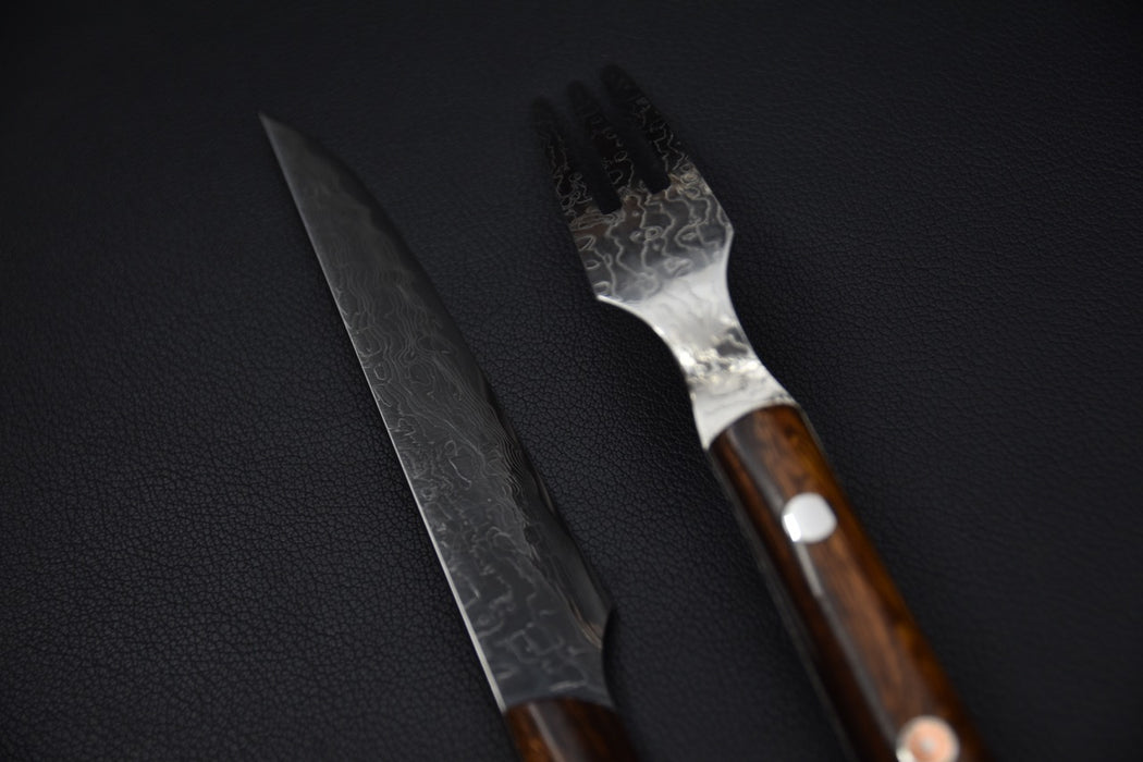 Saji R2 Steak knife and Fork Set Damascus