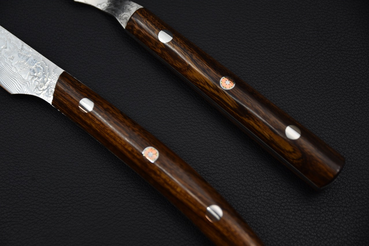 Ensemble Saji R2 Damascus Couteau à Steak et fourchette Damascus