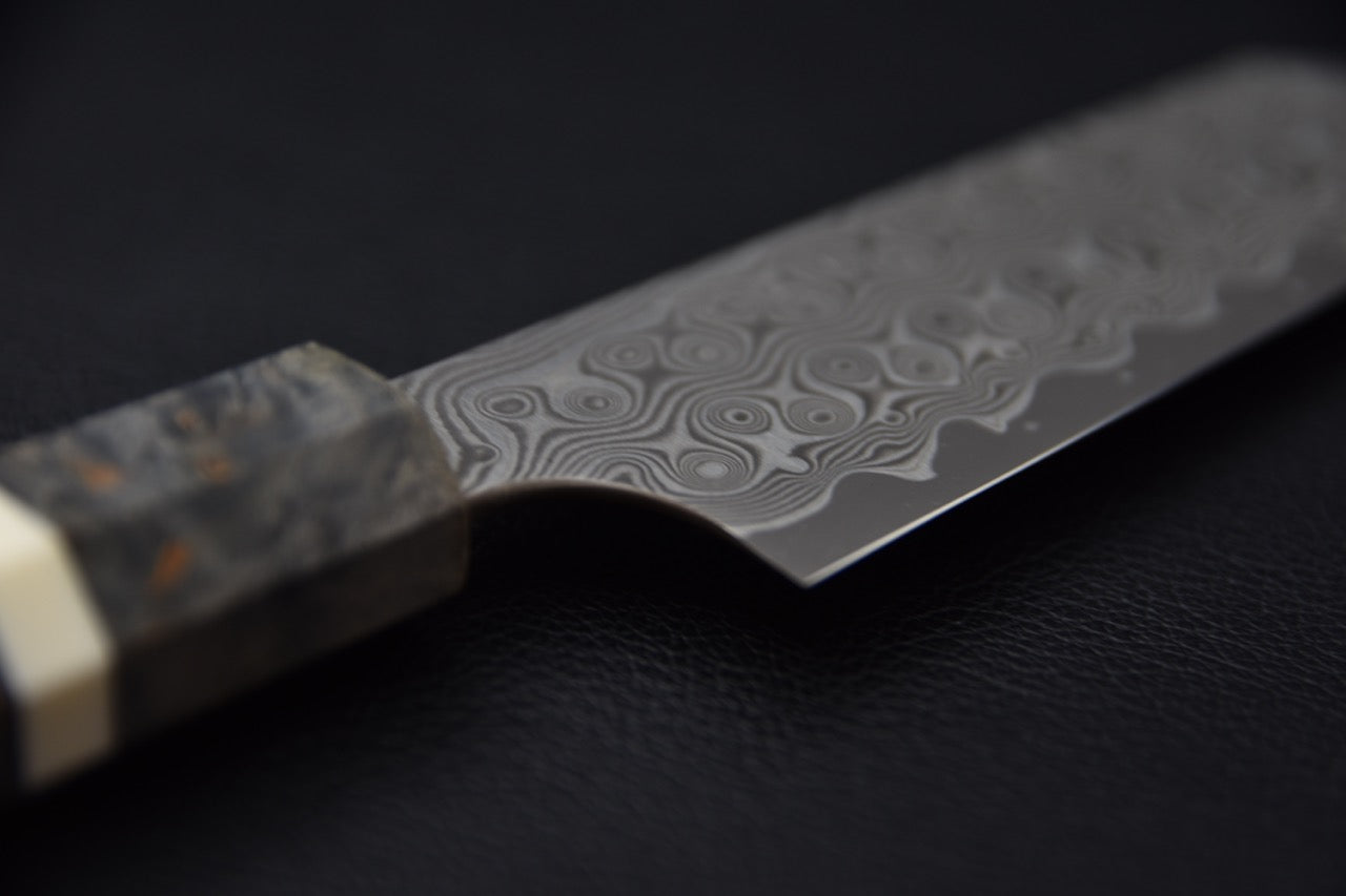 Nigara Hamono SG2 Anmon Damascus Ko-Bunka 120mm Bouleau