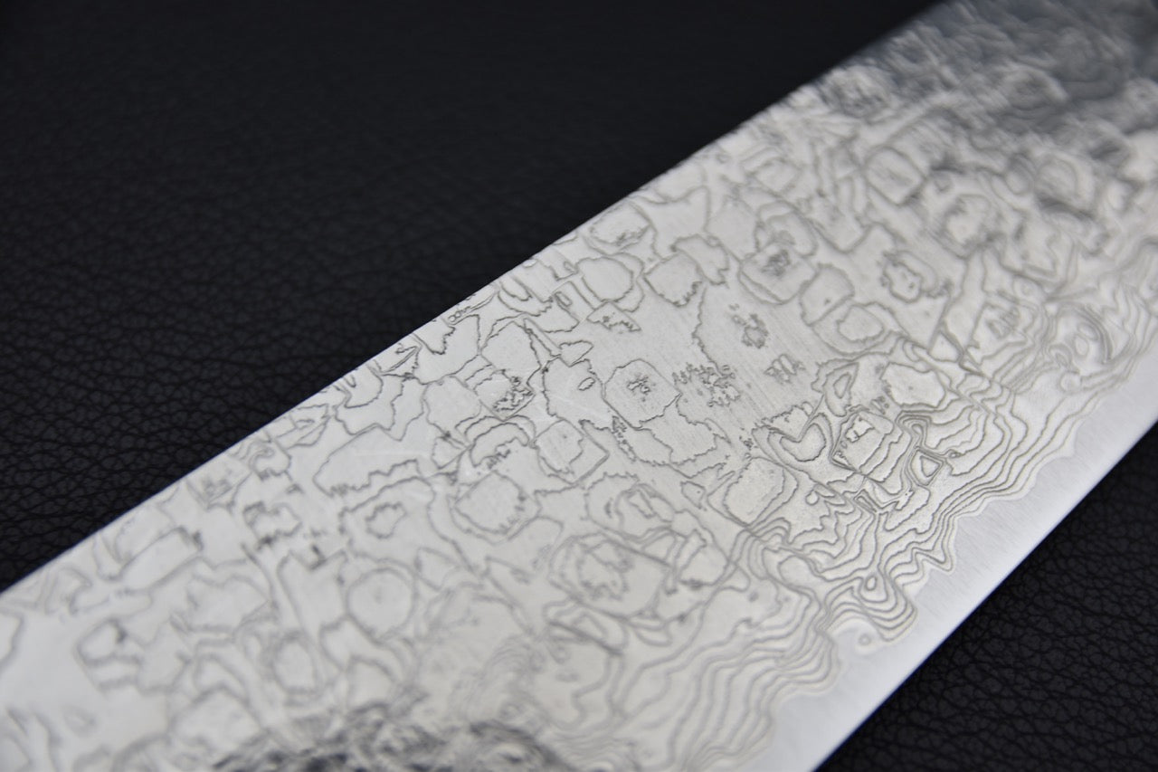 Saji Hamono R2 Diamond Damascus Bunka Bois de fer