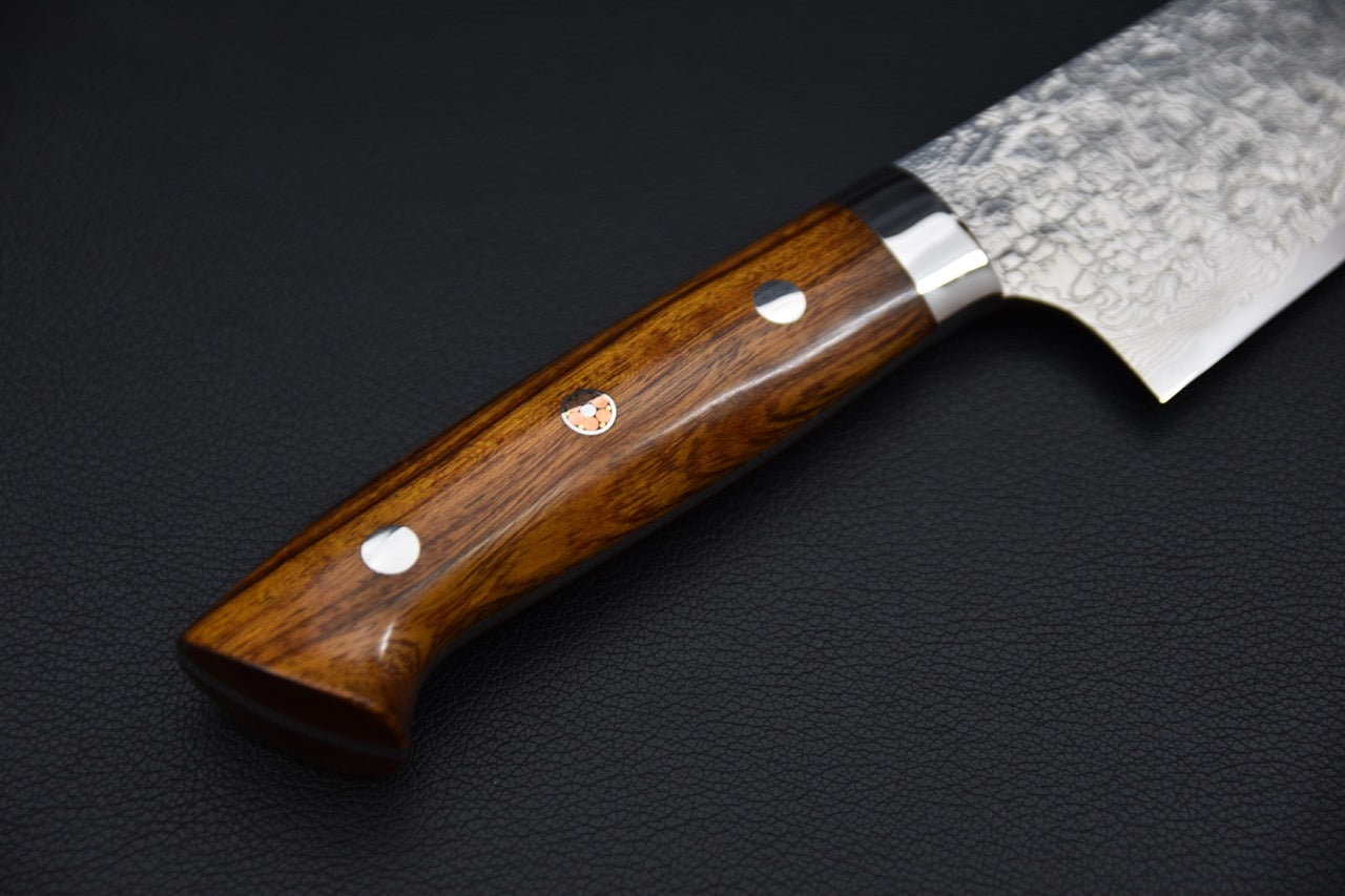 Saji Hamono R2 Diamond Damascus Bunka Bois de fer