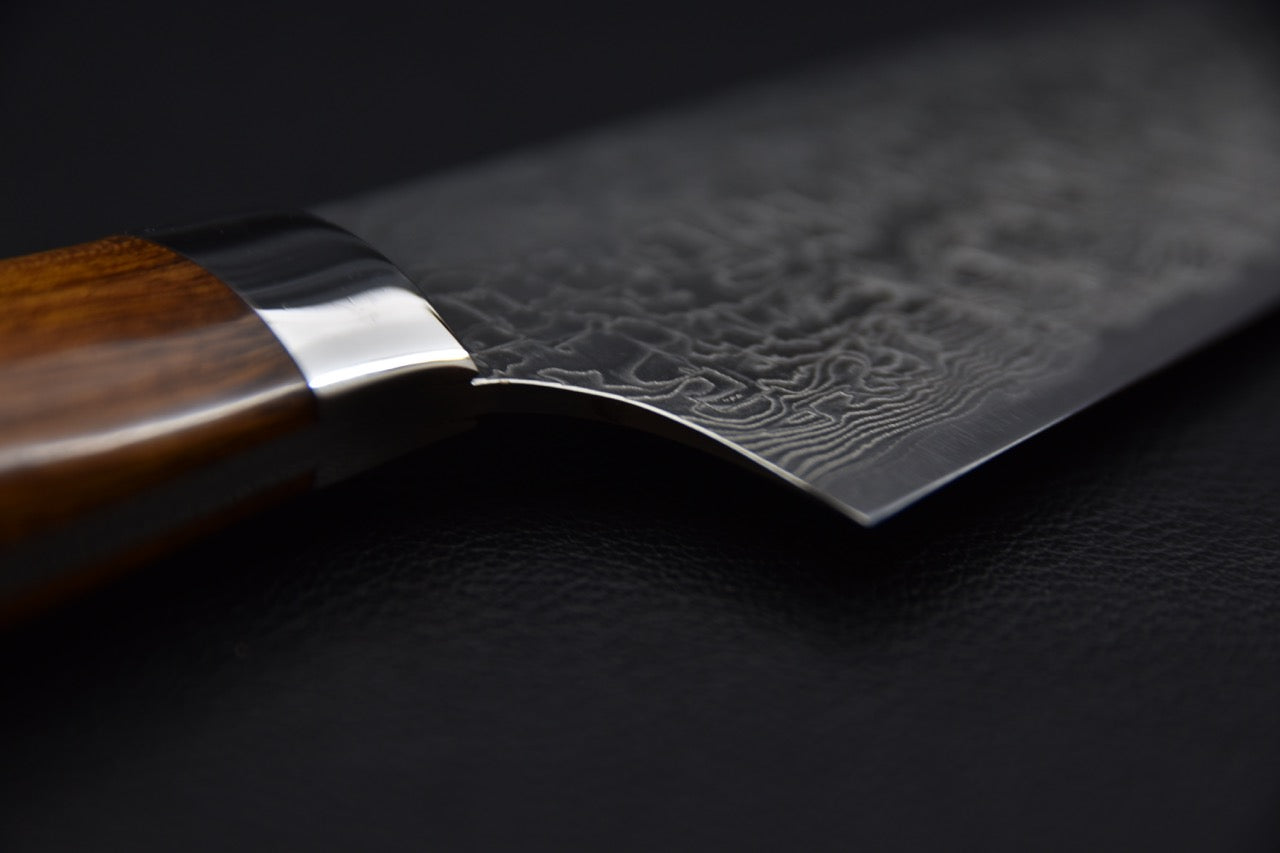 Saji Hamono R2 Diamond Damascus Bunka Bois de fer