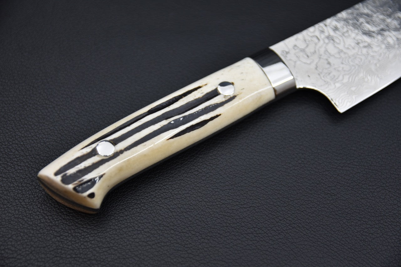 Saji Hamono R2 Diamond Damascus Gyuto 180mm Corne de Cerf