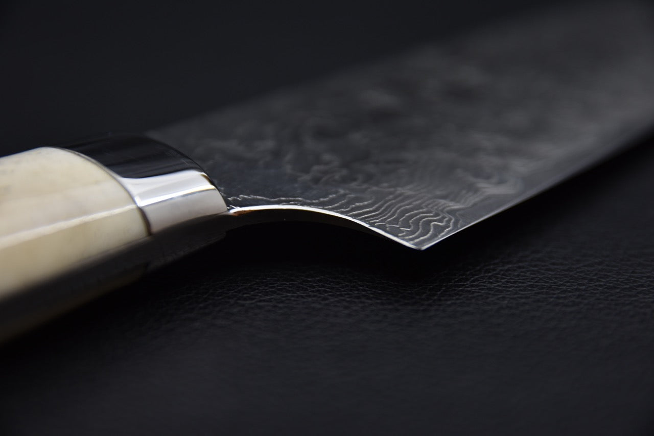 Saji Hamono R2 Diamond Damascus Gyuto 180mm Corne de Cerf