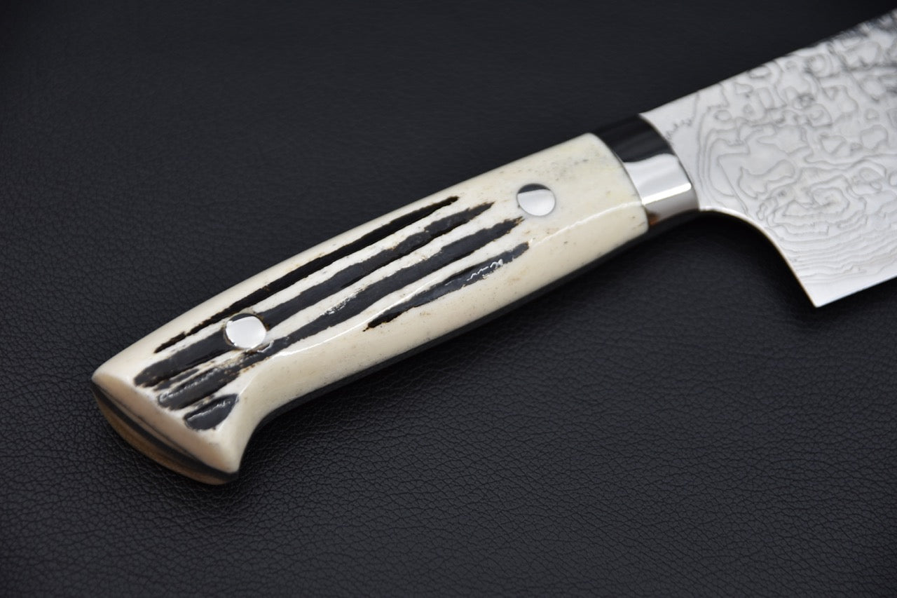 Saji Hamono R2 Diamond Damascus Nakiri Corne de Cerf