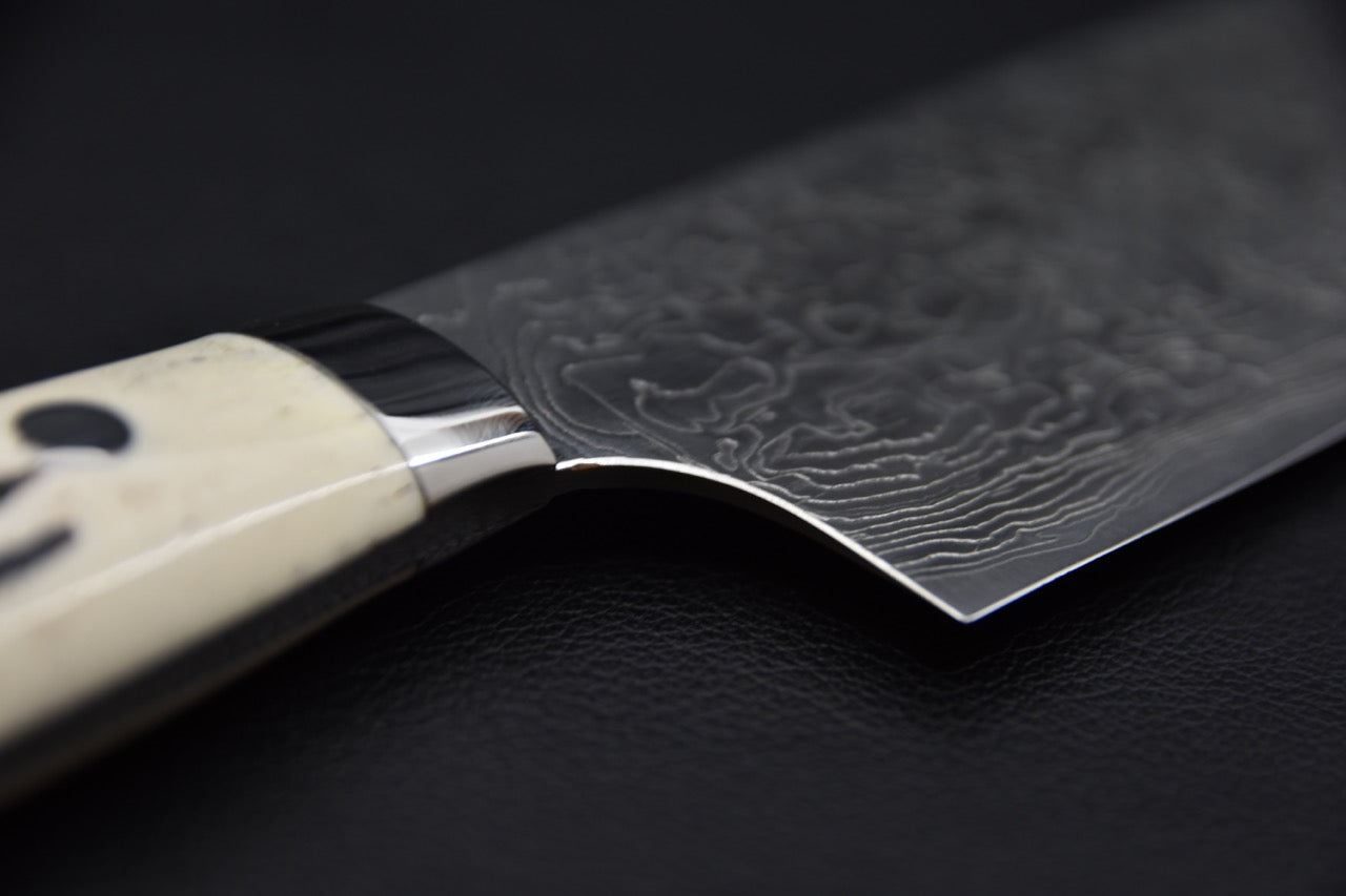 Saji Hamono R2 Diamond Damascus Nakiri Corne de Cerf