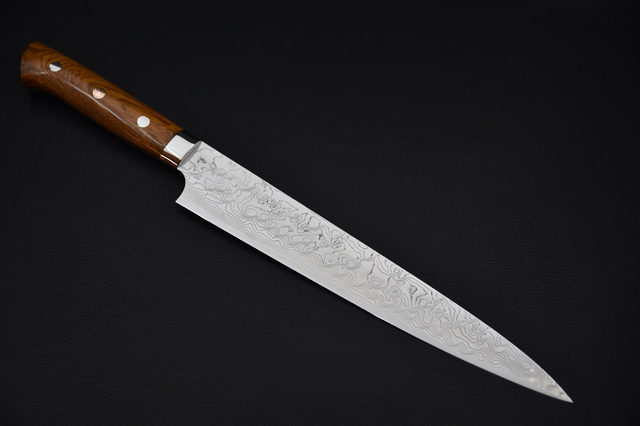Saji Hamono R2 Diamond Damascus Sujihiki 240mm Bois de fer