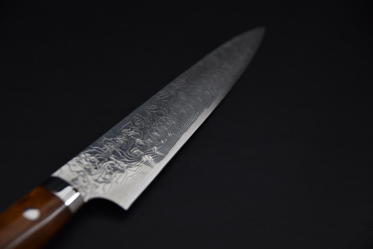 Saji Hamono R2 Diamond Damascus Sujihiki 240mm Bois de fer