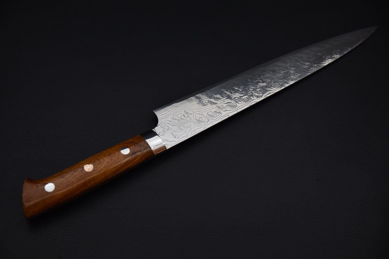 Saji Hamono R2 Diamond Damascus Sujihiki 240mm Bois de fer