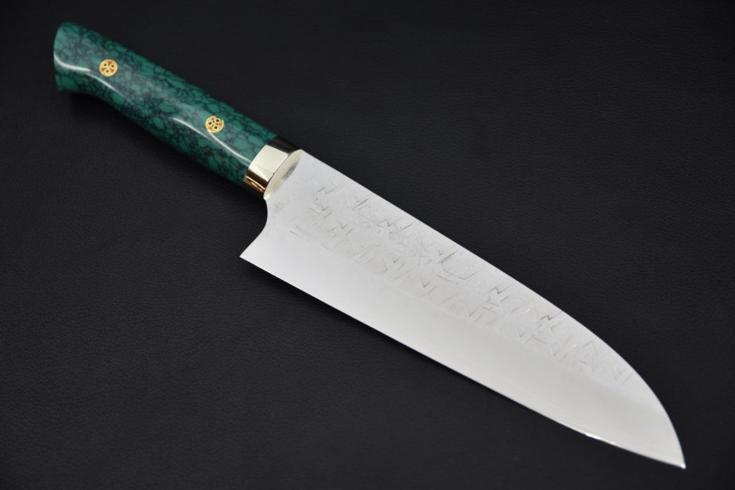 Saji Hamono SRS13 Tsuchime Santoku Turquoise