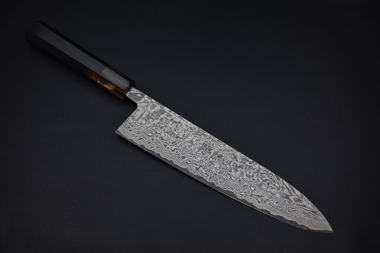 Shiro Kamo SG2 Damascus Kurozome Gyuto 240mm Ebony