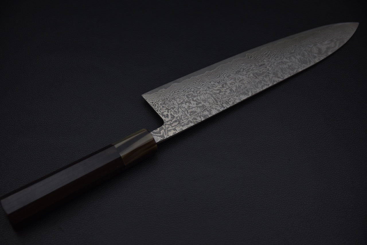 Shiro Kamo SG2 Damascus Kurozome Gyuto 240mm Ebony