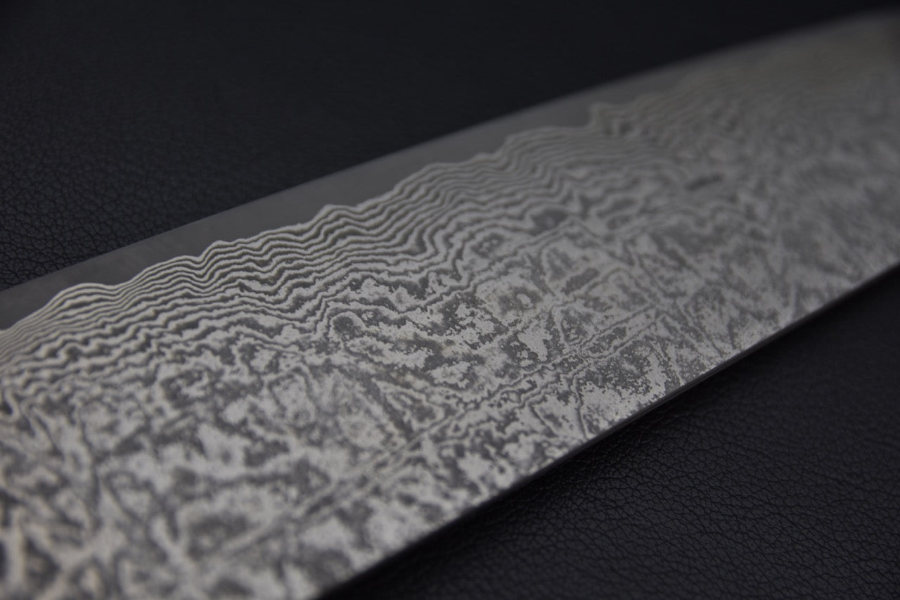 Shiro Kamo SG2 Damascus Kurozome Gyuto 240mm Ebony