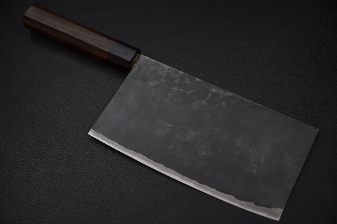 Couteau japonais Takeda NAS Couperet Chinois Petit, lame kurouchi vue complète — Stay Sharp Montréal.