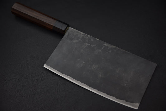 Couteau japonais Takeda NAS Couperet Chinois Petit, lame kurouchi vue complète — Stay Sharp Montréal.