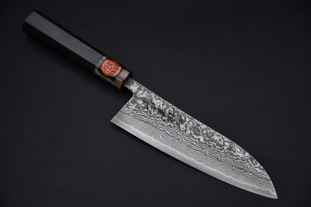 Tanaka Shigeki SG2 Damascus Santoku Ebony