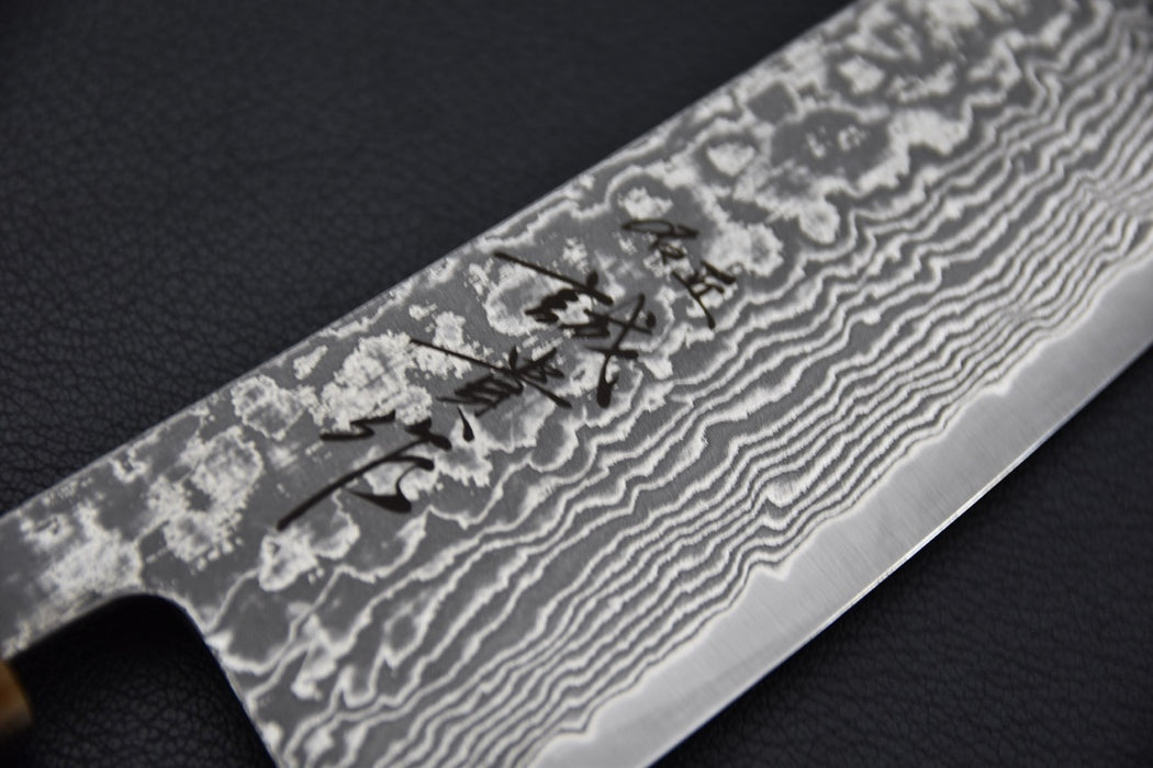 Tanaka Shigeki SG2 Damascus Santoku Ébène