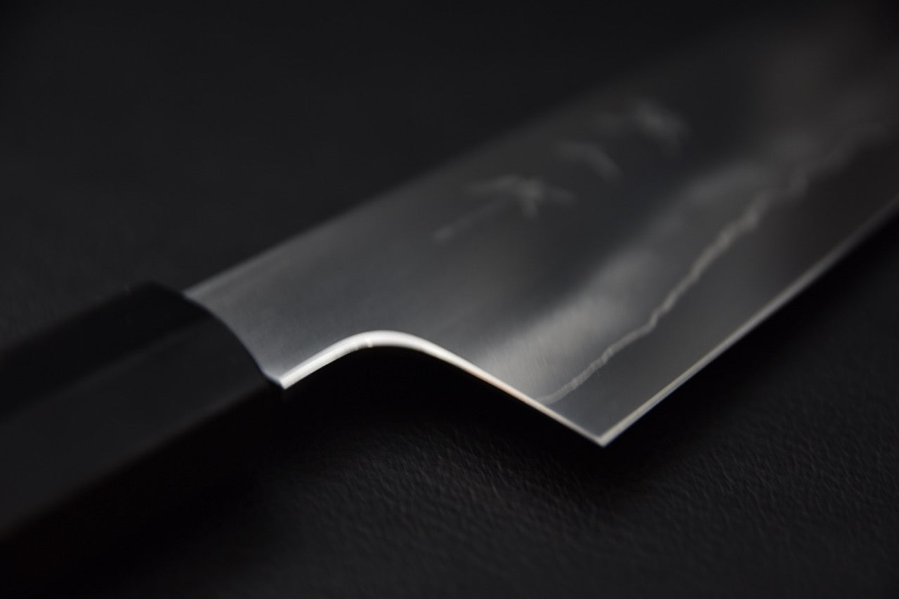 Manche en ébène de Macassar du couteau japonais Tetsujin Ginsan Gyuto 210mm — Stay Sharp Montréal.