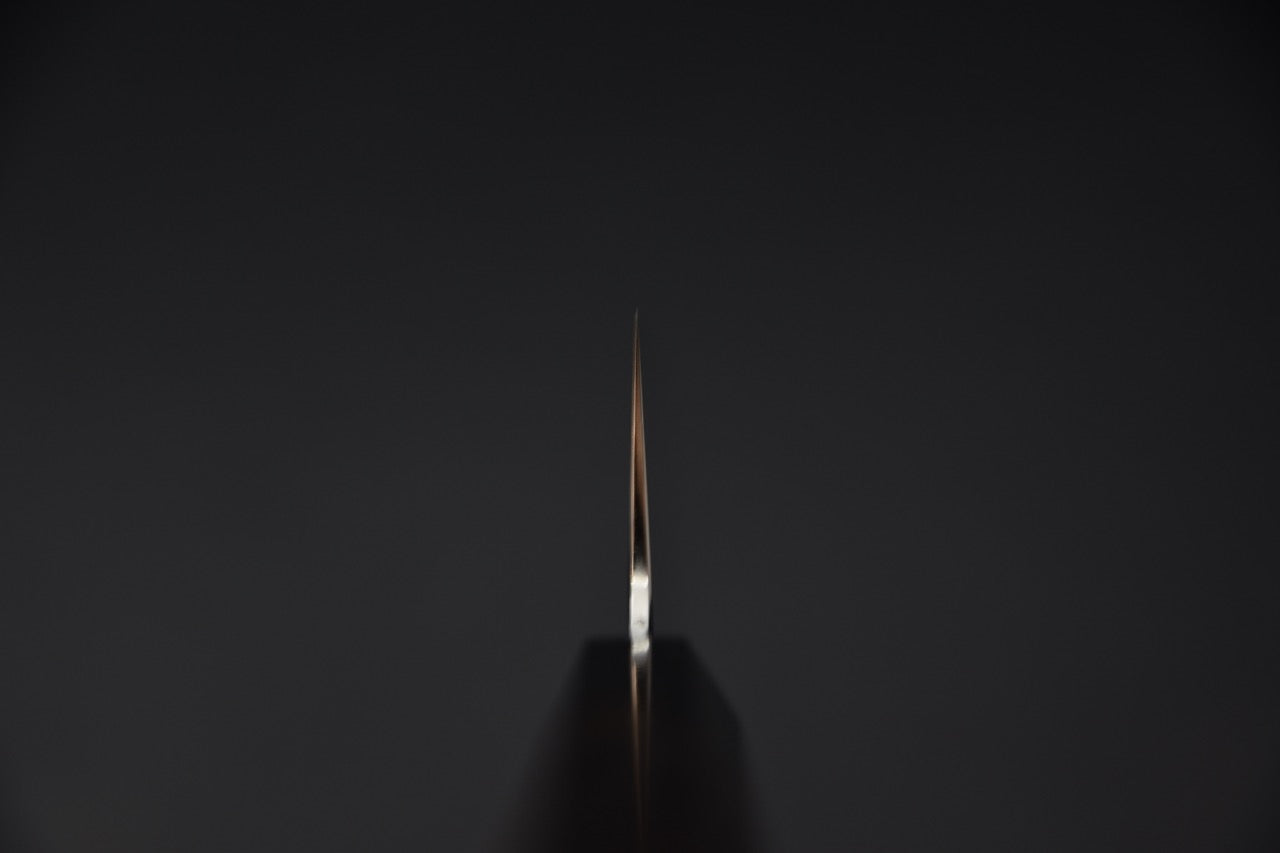 Détail du choil et de la géométrie fine du couteau japonais Tetsujin Ginsan Kasumi Gyuto — Stay Sharp Montréal.