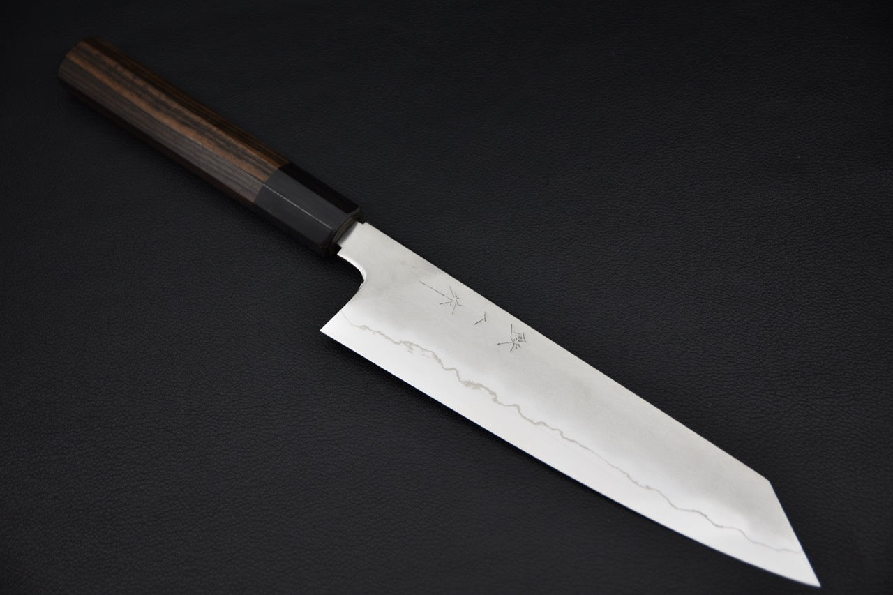 Couteau japonais kiritsuke gyuto 210 mm en acier Ginsan, finition kasumi et manche en ébène de Macassar — Stay Sharp Montréal