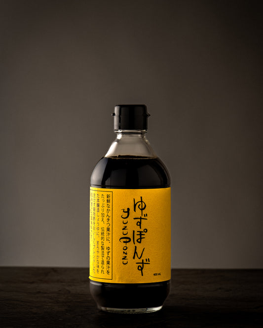 Bouteille de ponzu japonais au yuzu 400 ml de la brasserie Daikou Shoyu