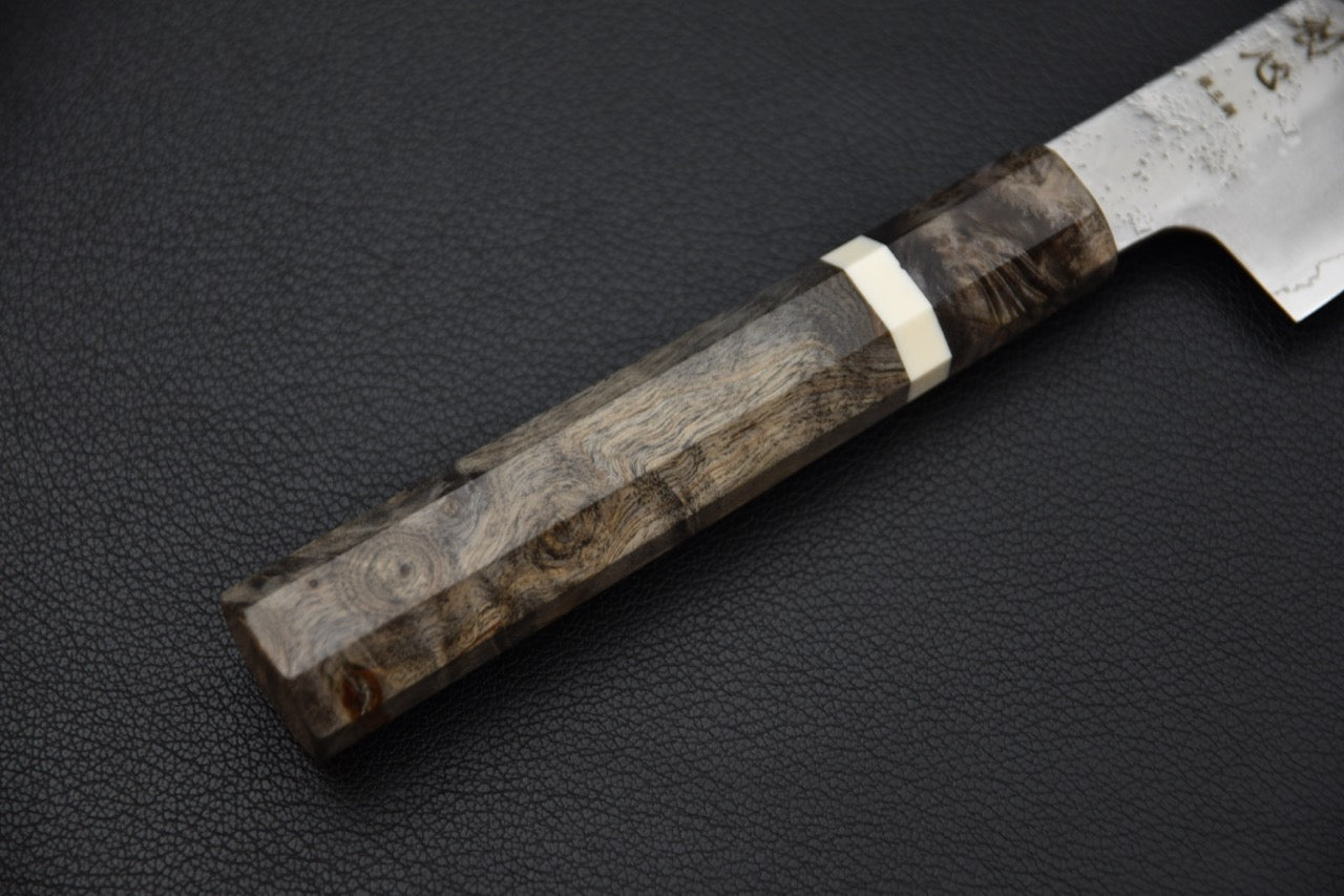 Hatsukokoro santoku Ginsan — vue du dos de lame
