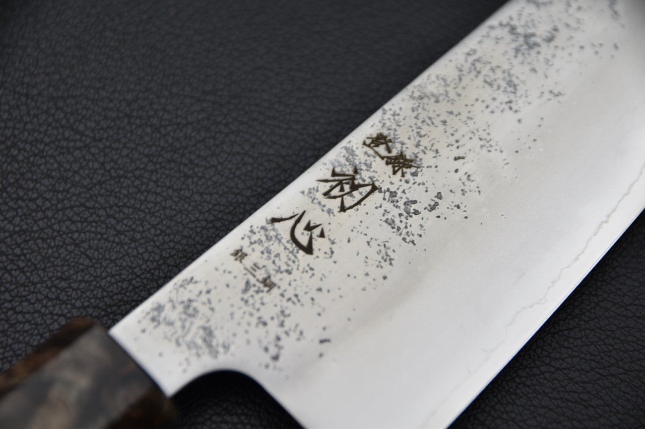 Hatsukokoro santoku Ginsan — détail du tranchant, couteau japonais