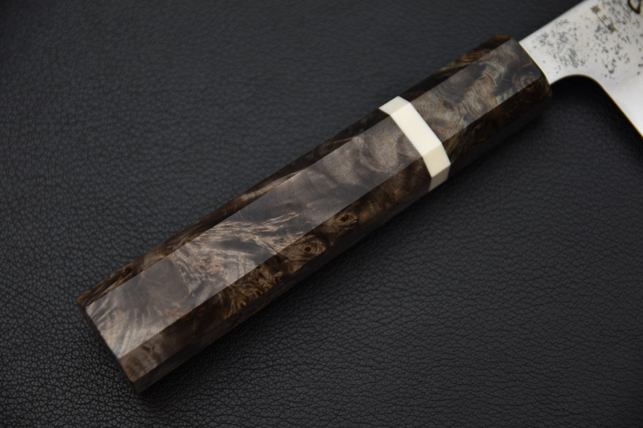 Hatsukokoro santoku Ginsan — vue du manche, couteau japonais