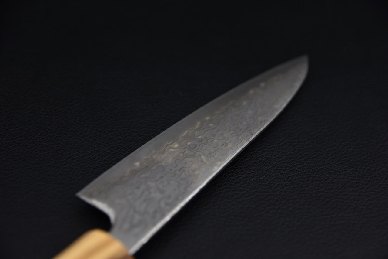 Hatsukokoro petty SKD-11 — détail du manche wa en olivier