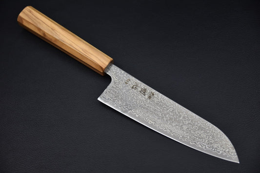 Hatsukokoro santoku SLD — vue complète, couteau japonais sur fond neutre
