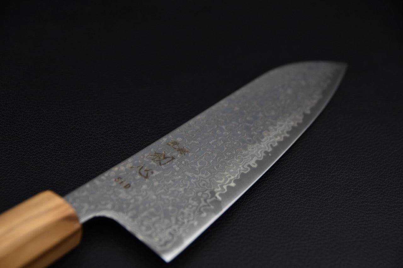 Hatsukokoro santoku SLD — profil de lame, couteau japonais, bout arrondi