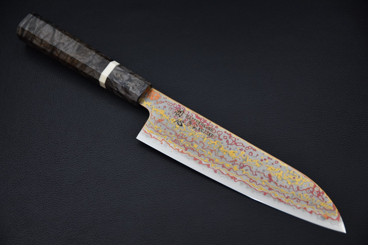 Hatsukokoro santoku couteau japonais — vue complète profil droit