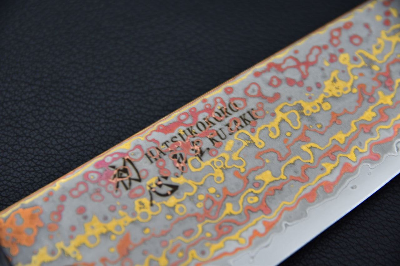 Hatsukokoro santoku couteau japonais — détail du tranchant et bout arrondi