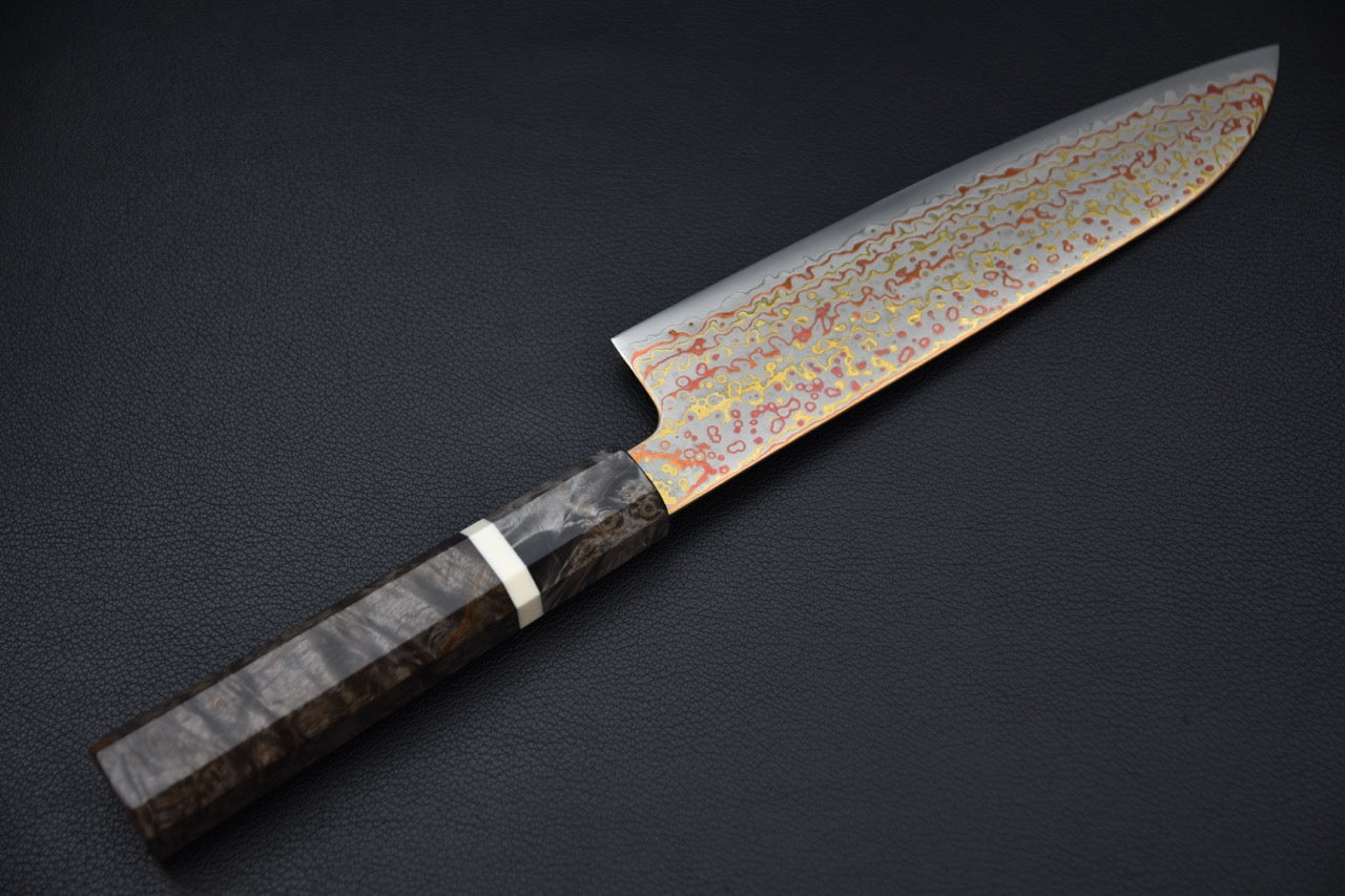 Hatsukokoro santoku couteau japonais — vue du talon et hauteur de lame