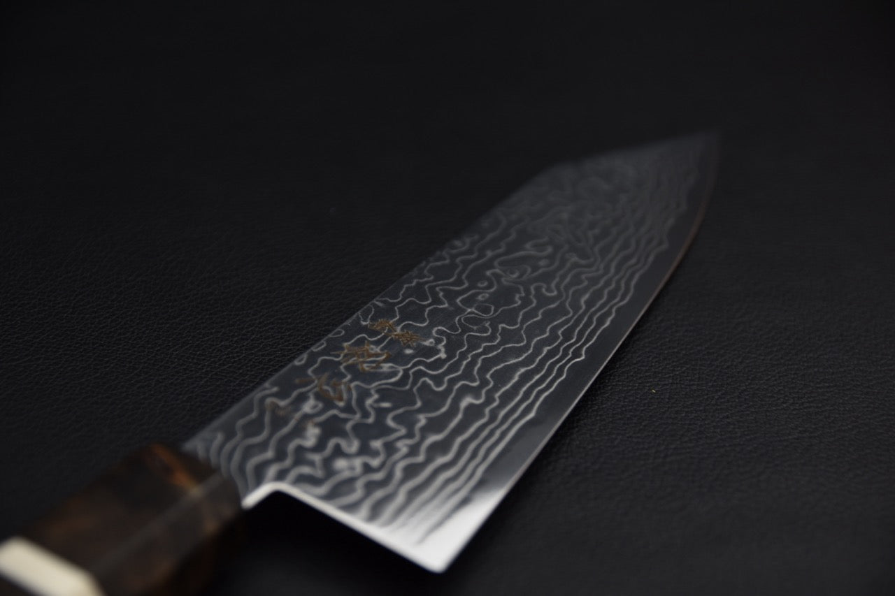 Hatsukokoro bunka 180 mm — détail de la pointe k-tip et du damas ondulé